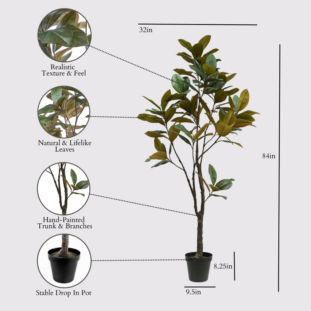 Faux Magnolia Tree, 7 ft, Home Decor