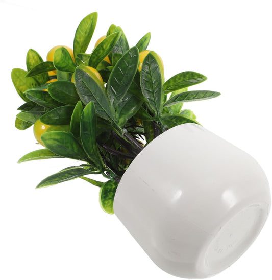 Artificial Pomegranate Tree with Pot and Fruits, Desktop Decor Green