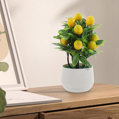 Artificial Pomegranate Tree with Pot and Fruits, Desktop Decor Green