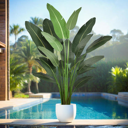 7FT Artificial Bird of Paradise Tree 82 Inch Tall Faux Silk Plants Banana Leaf with 19 Trunks in Black Pot for Home Decor Living Room Office Bedroom