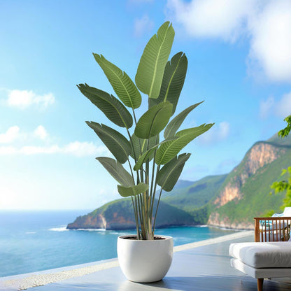 7FT Artificial Bird of Paradise Tree 82 Inch Tall Faux Silk Plants Banana Leaf with 19 Trunks in Black Pot for Home Decor Living Room Office Bedroom