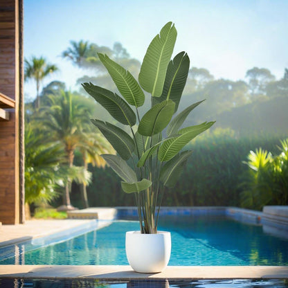 7FT Artificial Bird of Paradise Tree 82 Inch Tall Faux Silk Plants Banana Leaf with 19 Trunks in Black Pot for Home Decor Living Room Office Bedroom