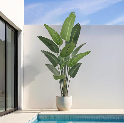 7FT Artificial Bird of Paradise Tree 82 Inch Tall Faux Silk Plants Banana Leaf with 19 Trunks in Black Pot for Home Decor Living Room Office Bedroom