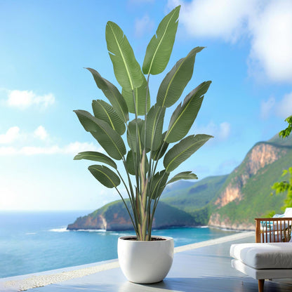7FT Artificial Bird of Paradise Tree 82 Inch Tall Faux Silk Plants Banana Leaf with 19 Trunks in Black Pot for Home Decor Living Room Office Bedroom
