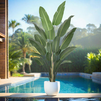 7FT Artificial Bird of Paradise Tree 82 Inch Tall Faux Silk Plants Banana Leaf with 19 Trunks in Black Pot for Home Decor Living Room Office Bedroom