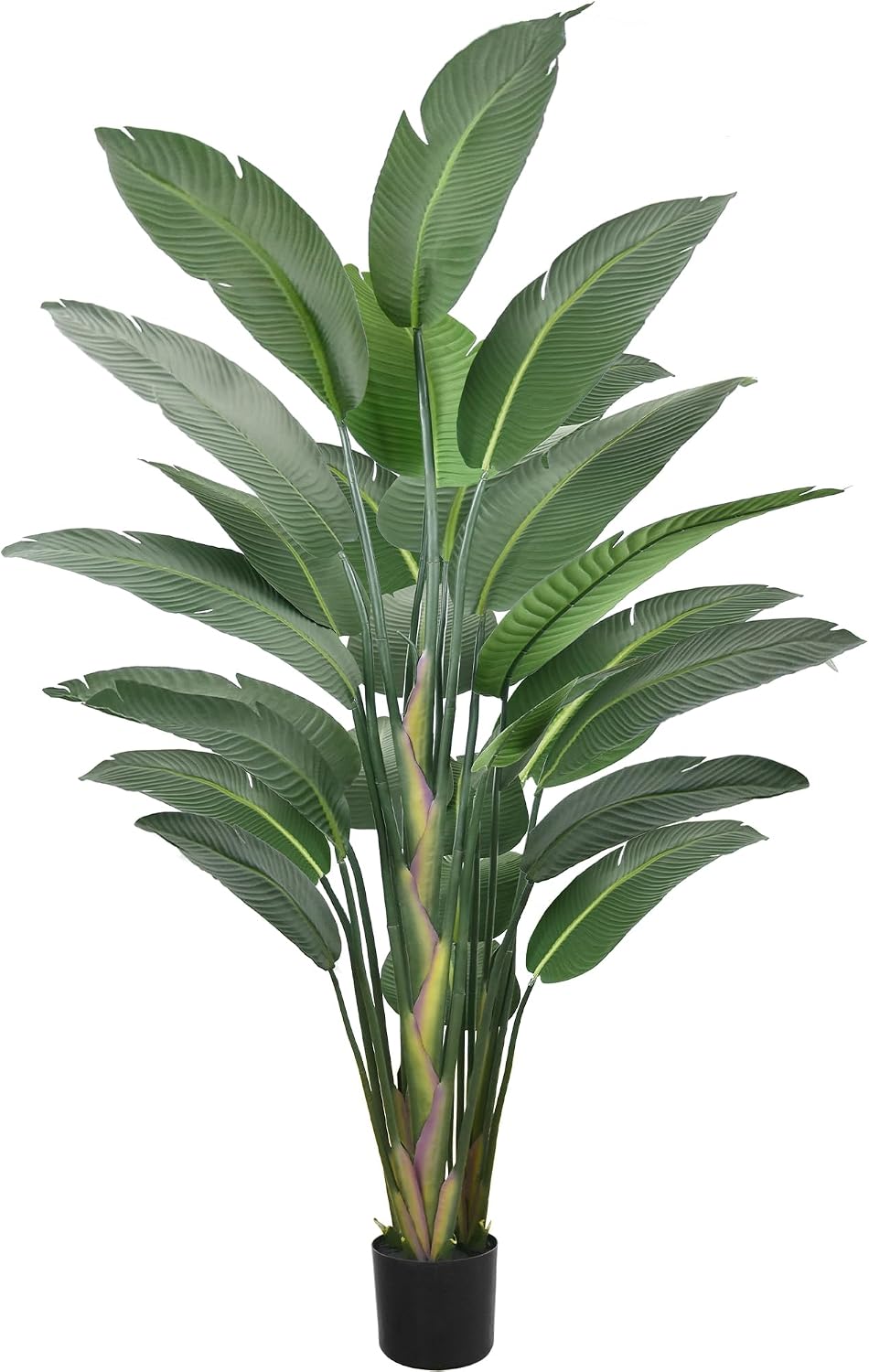 7FT Artificial Bird of Paradise Tree 82 Inch Tall Faux Silk Plants Banana Leaf with 19 Trunks in Black Pot for Home Decor Living Room Office Bedroom