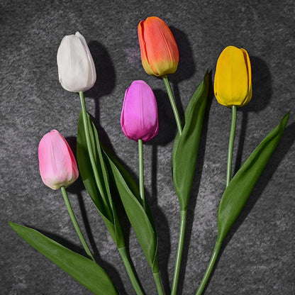 12-Pack White Tulips Artificial Flowers, Real Touch Latex Faux Tulips with Large Full Buds, Lifelike Vibrant Fake Tulips Bouquet for Spring Wedding Home Décor, Table & Party Centerpiece