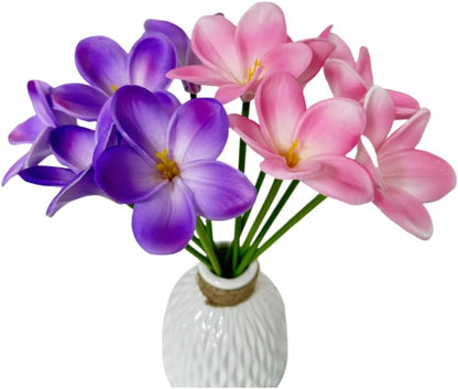 10 pcs White Artificial Plumeria Flowers with Stems,13inch Real Touch | Lifelike Frangipani Fake Flower Bouquet for Home Office Wedding Engagement Party Spring Flowers Decor,Vase Filler,Patio Decor
