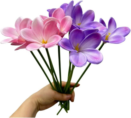 10 pcs White Artificial Plumeria Flowers with Stems,13inch Real Touch | Lifelike Frangipani Fake Flower Bouquet for Home Office Wedding Engagement Party Spring Flowers Decor,Vase Filler,Patio Decor