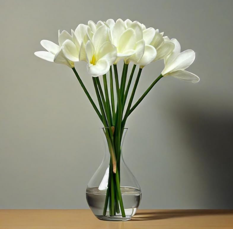 10 pcs White Artificial Plumeria Flowers with Stems,13inch Real Touch | Lifelike Frangipani Fake Flower Bouquet for Home Office Wedding Engagement Party Spring Flowers Decor,Vase Filler,Patio Decor