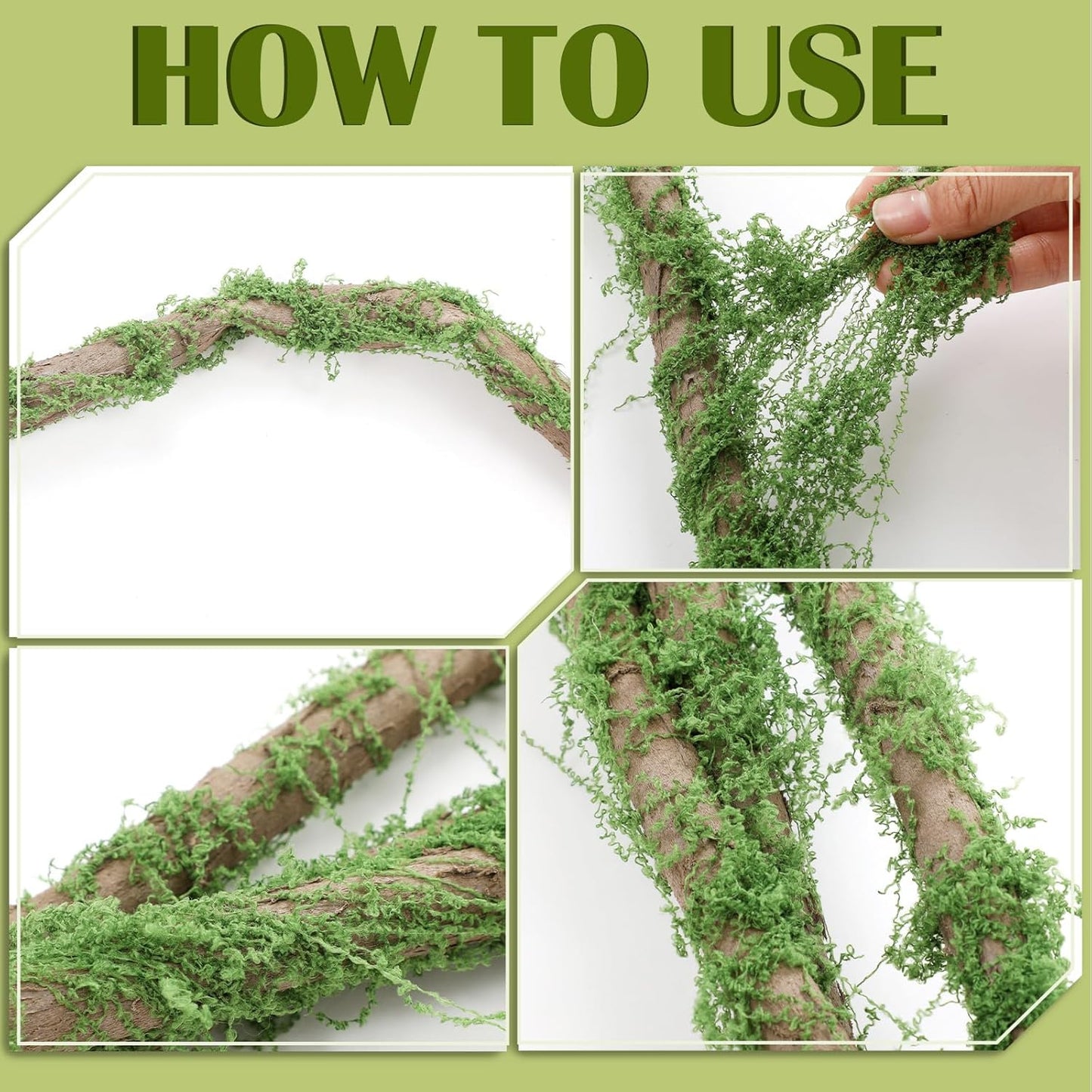 4 Pcs 118in Large Bendable Artificial Tree Branches with Moss