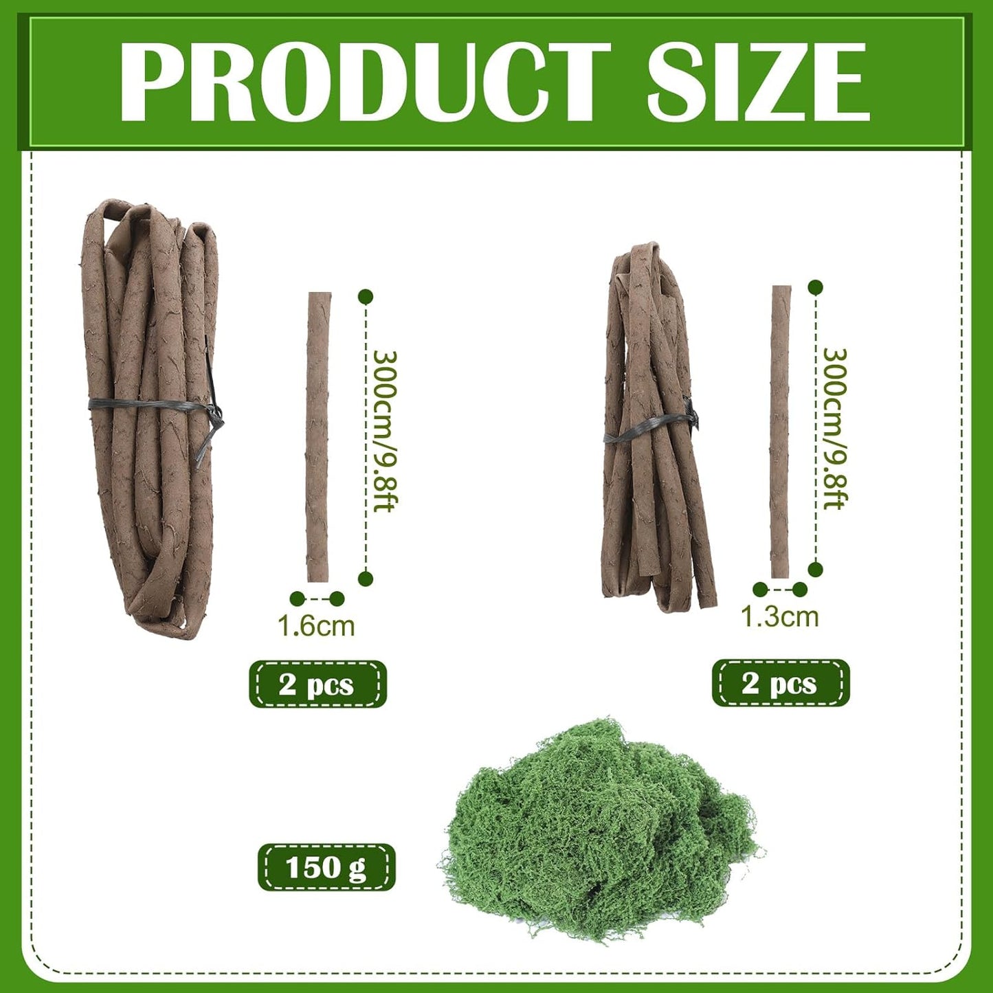4 Pcs 118in Large Bendable Artificial Tree Branches with Moss