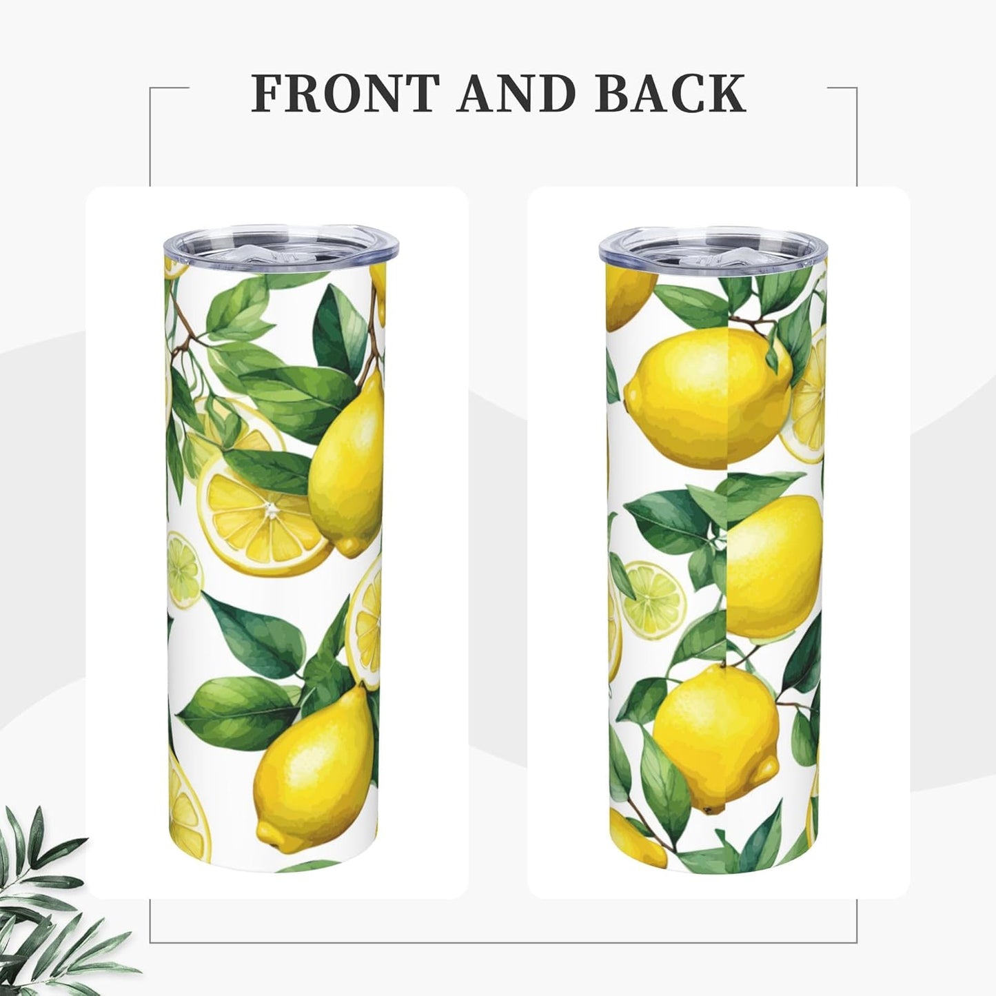 Lemon Tumbler Stainless Steel Vacuum Insulated Coffee Mugs Cup Travel Mug 20 OZ For Home Office Sport Party Gifts…