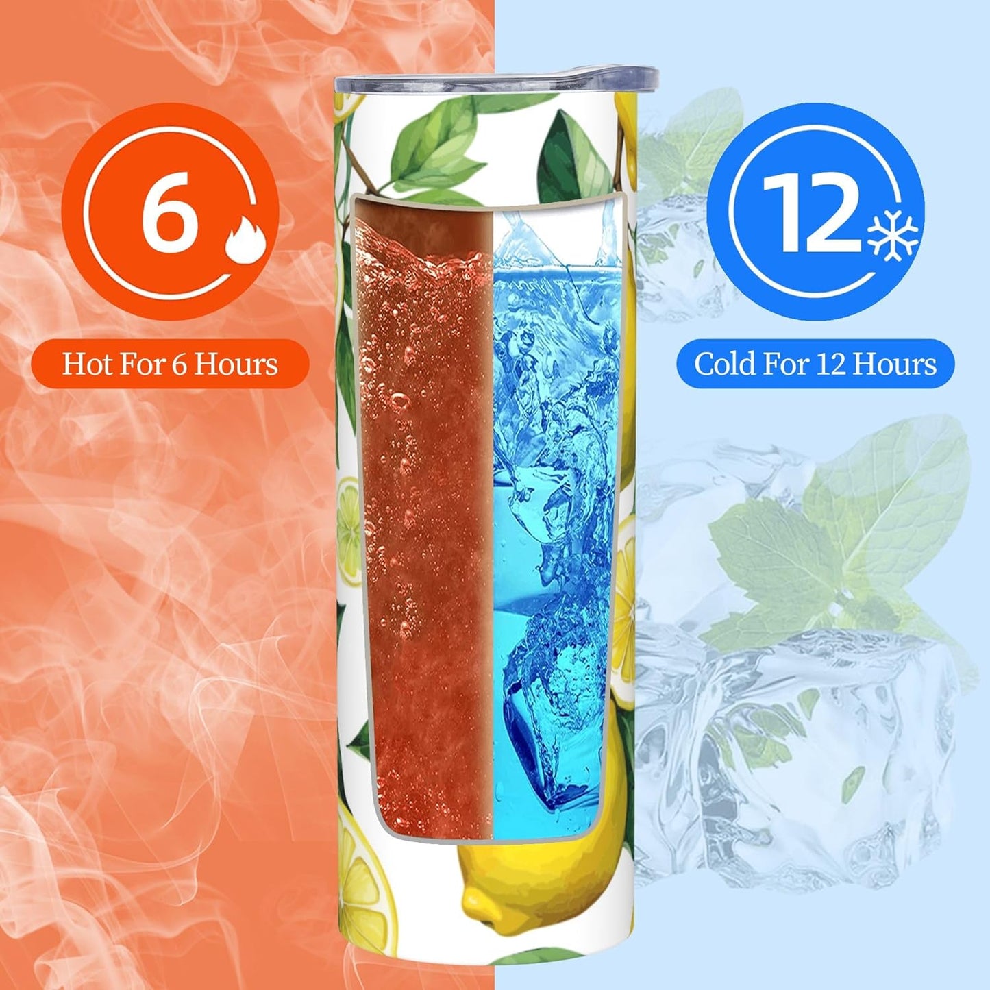 Lemon Tumbler Stainless Steel Vacuum Insulated Coffee Mugs Cup Travel Mug 20 OZ For Home Office Sport Party Gifts…