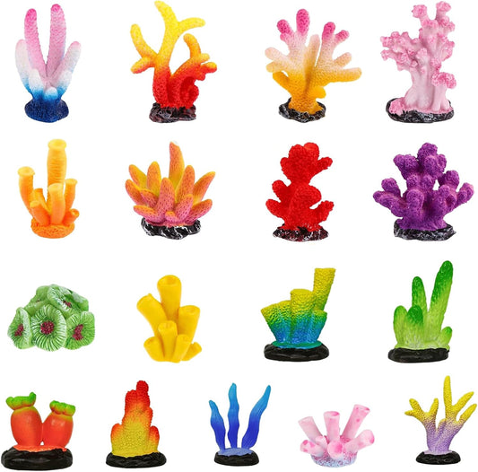 17PCS Artificial Coral Aquarium Decorations, Multicolor Polyresin Coral Reef for Fish Tank, Plant Ornament for Aquarium Landscape Decoration Accessories