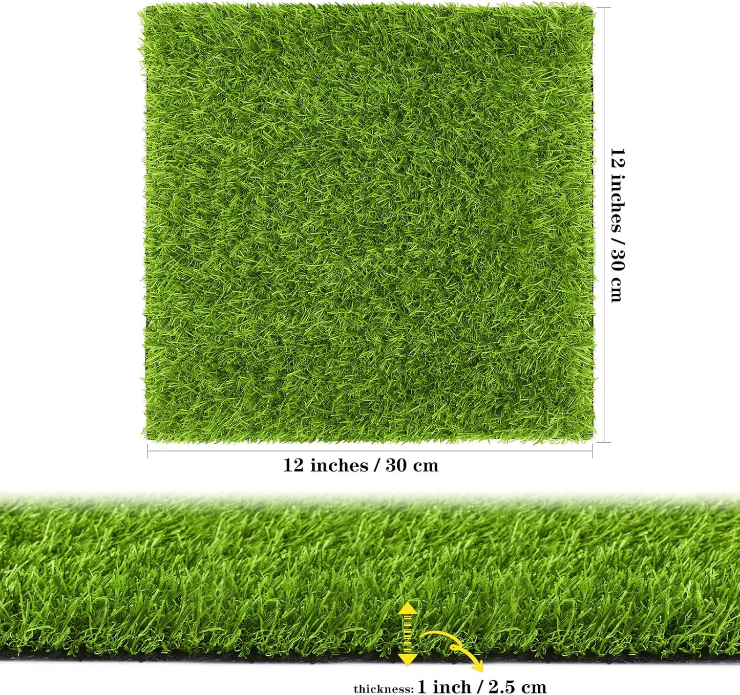 6 Packs Artificial Grass Square Mat 12 x 12 Inch Fake Grass Turf Patch with Drainage Hole Synthetic Garden Grass Tiles Realistic Grass Rug for DIY Indoor Outdoor