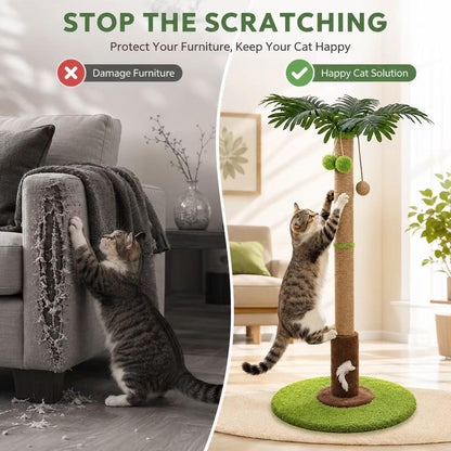 Cat Scratching Post, Sisal Scratcher with Toys for Indoor Cats