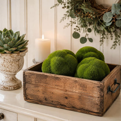 6 PCS Green Moss Ball Decorations, Simulated Moss Balls, Artificial Plant Decorations, Suitable for Garden Wedding Party Decorations
