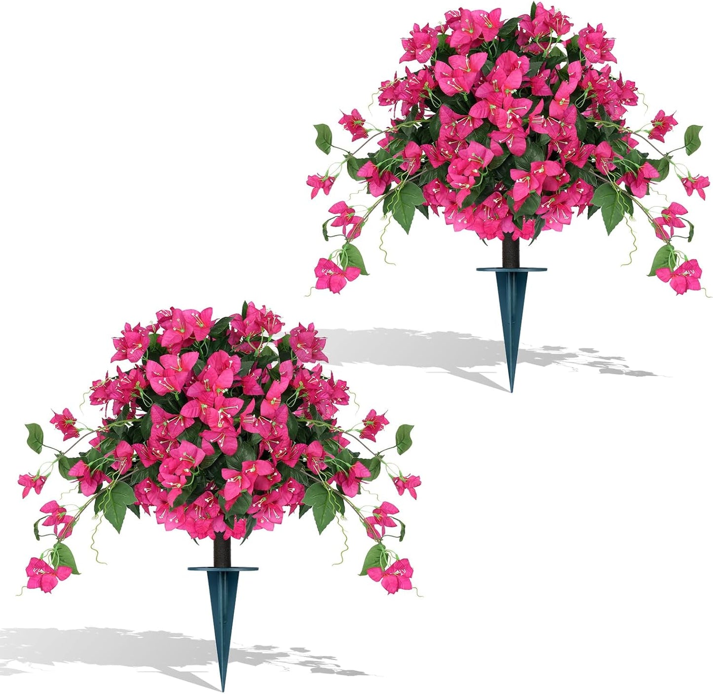 Grooy 2 Pack 4FT Artificial Bougainvillea Flower Topiary Ball for Outdoor | Fake Silk Flowers, Plants Bushes with Ground Spike, Faux UV Resistant, Low-Maintenance, Front Porch Patio Balcony Decor
