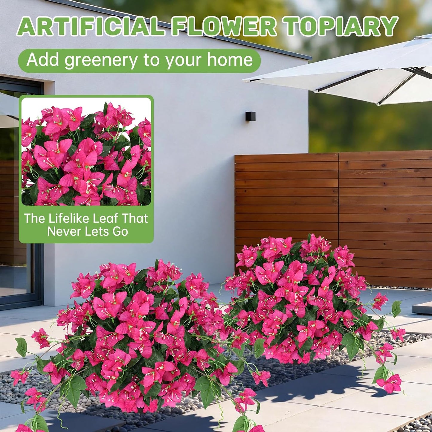 Grooy 2 Pack 4FT Artificial Bougainvillea Flower Topiary Ball for Outdoor | Fake Silk Flowers, Plants Bushes with Ground Spike, Faux UV Resistant, Low-Maintenance, Front Porch Patio Balcony Decor