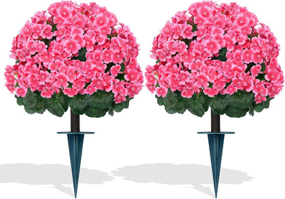 Grooy 2 Pack 4FT Artificial Bougainvillea Flower Topiary Ball for Outdoor | Fake Silk Flowers, Plants Bushes with Ground Spike, Faux UV Resistant, Low-Maintenance, Front Porch Patio Balcony Decor