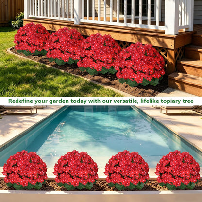 Grooy 2 Pack 4FT Artificial Bougainvillea Flower Topiary Ball for Outdoor | Fake Silk Flowers, Plants Bushes with Ground Spike, Faux UV Resistant, Low-Maintenance, Front Porch Patio Balcony Decor