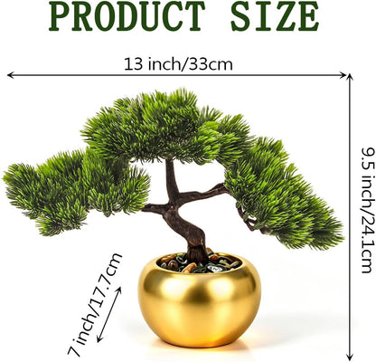 9.5 Inch Artificial Bonsai Tree with Ceramic Pot - Decorative Fake Plant for Home Office Living Room Window Sill, Fake Plants for Year-Round Decoration（Gray）