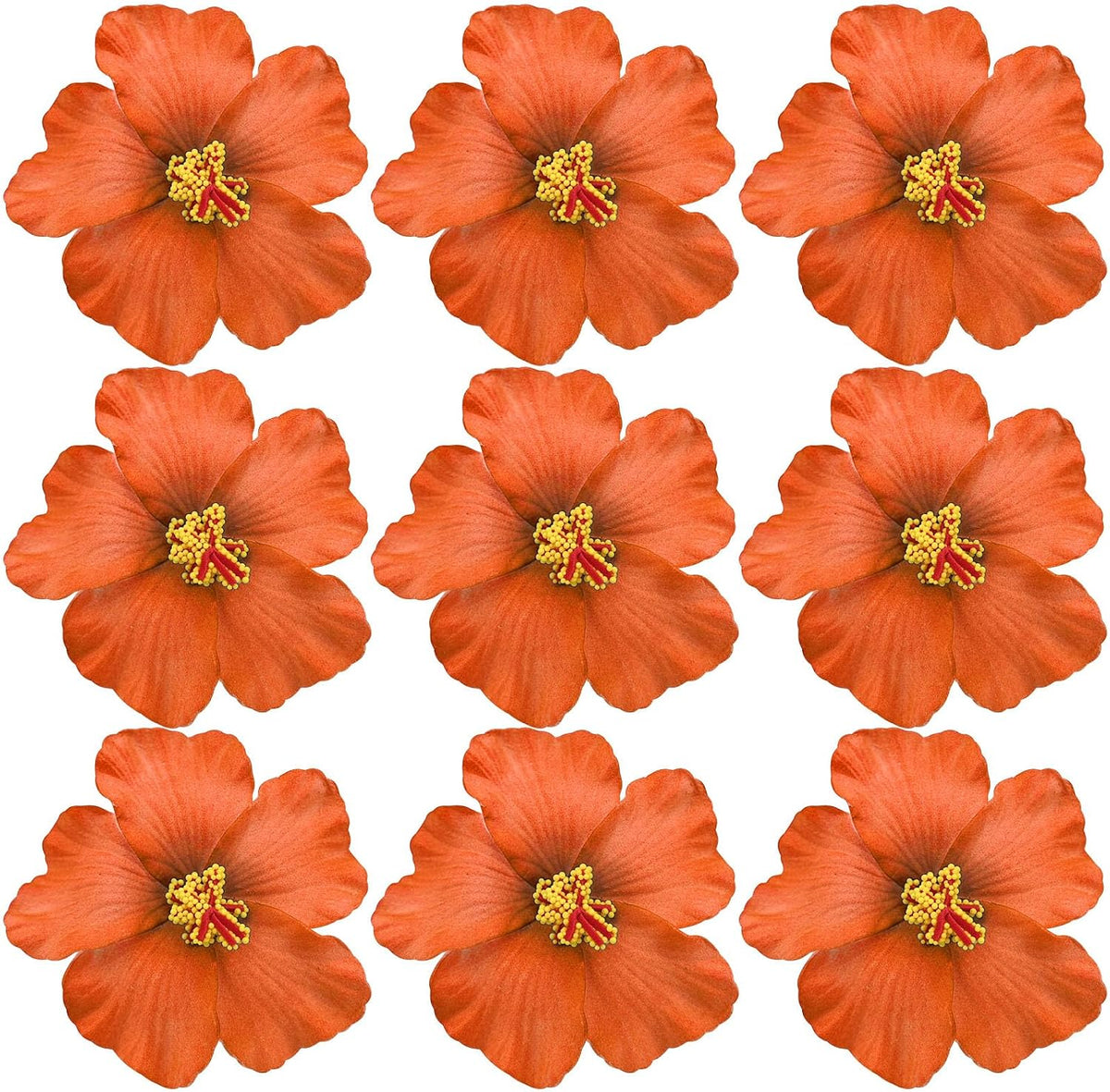 20PCS Red Hawaiian Faux Flowers Hibiscus Flowers Hawaii Party Summer Party DIY Foam Hibiscus Flower for Tabletop Decoration Favors Supplies (No Clip)