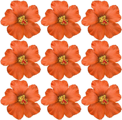 20PCS Red Hawaiian Faux Flowers Hibiscus Flowers Hawaii Party Summer Party DIY Foam Hibiscus Flower for Tabletop Decoration Favors Supplies (No Clip)