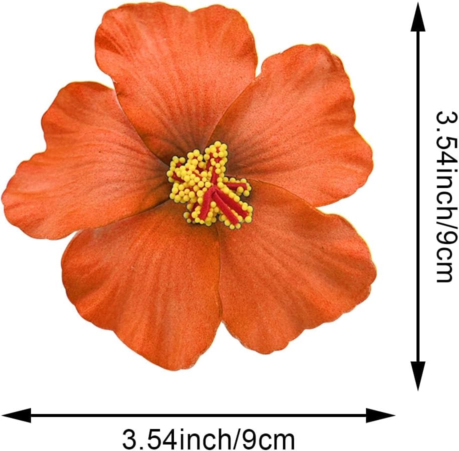 20PCS Red Hawaiian Faux Flowers Hibiscus Flowers Hawaii Party Summer Party DIY Foam Hibiscus Flower for Tabletop Decoration Favors Supplies (No Clip)