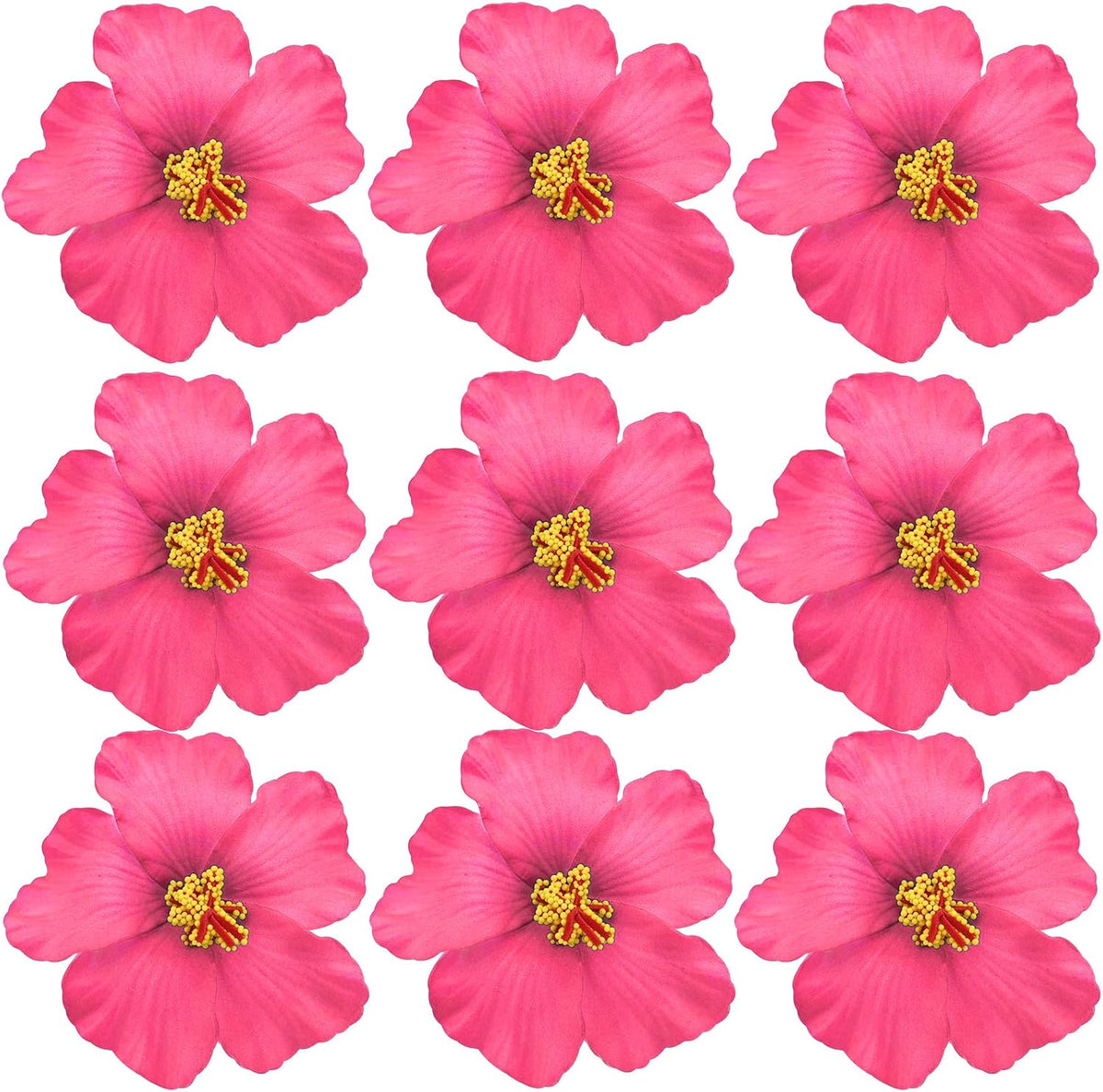 20PCS Red Hawaiian Faux Flowers Hibiscus Flowers Hawaii Party Summer Party DIY Foam Hibiscus Flower for Tabletop Decoration Favors Supplies (No Clip)