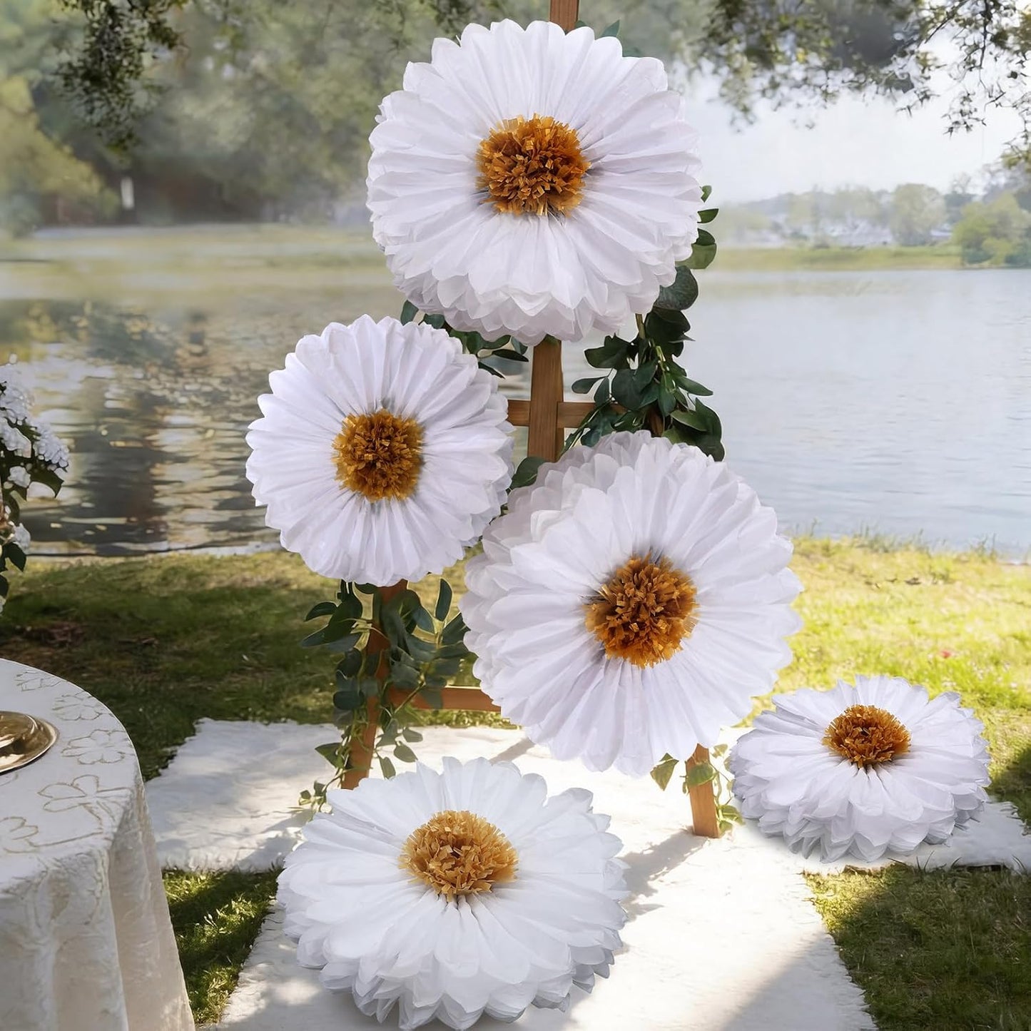 5 Pcs 30'' 24'' Giant Poppy Red Tissue Paper Flowers Wizard Party Decoration Large Hanging Tissue Paper Poppies Pom Poms Decor for Halloween Witch Veterans Day Carnival Memorial Day Birthday