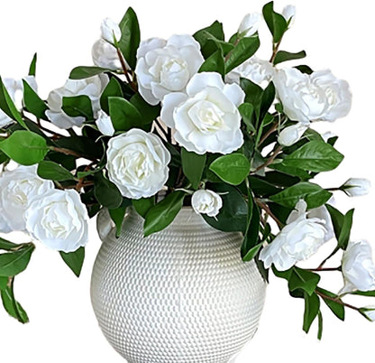 4Pcs Artificial Gardenia Flowers, White Gardenia Flowers with Stems Real Looking Gardenias Bouquet Faux Gardenias Flower Bouquet for Weddings Flower Arrangements Parties Decor