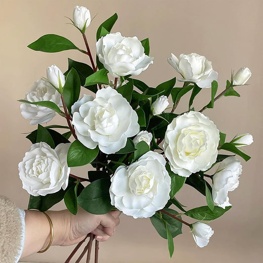 4Pcs Artificial Gardenia Flowers, White Gardenia Flowers with Stems Real Looking Gardenias Bouquet Faux Gardenias Flower Bouquet for Weddings Flower Arrangements Parties Decor