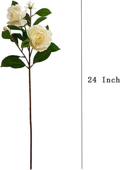 4Pcs Artificial Gardenia Flowers, White Gardenia Flowers with Stems Real Looking Gardenias Bouquet Faux Gardenias Flower Bouquet for Weddings Flower Arrangements Parties Decor