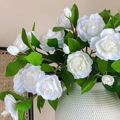 4Pcs Artificial Gardenia Flowers, White Gardenia Flowers with Stems Real Looking Gardenias Bouquet Faux Gardenias Flower Bouquet for Weddings Flower Arrangements Parties Decor