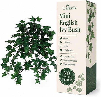 Delicate 13" Mini English Ivy Bush /176L - Perfect for Intimate Home Settings, Wedding Accents, Elegant Decorations, and Boutique Centerpieces