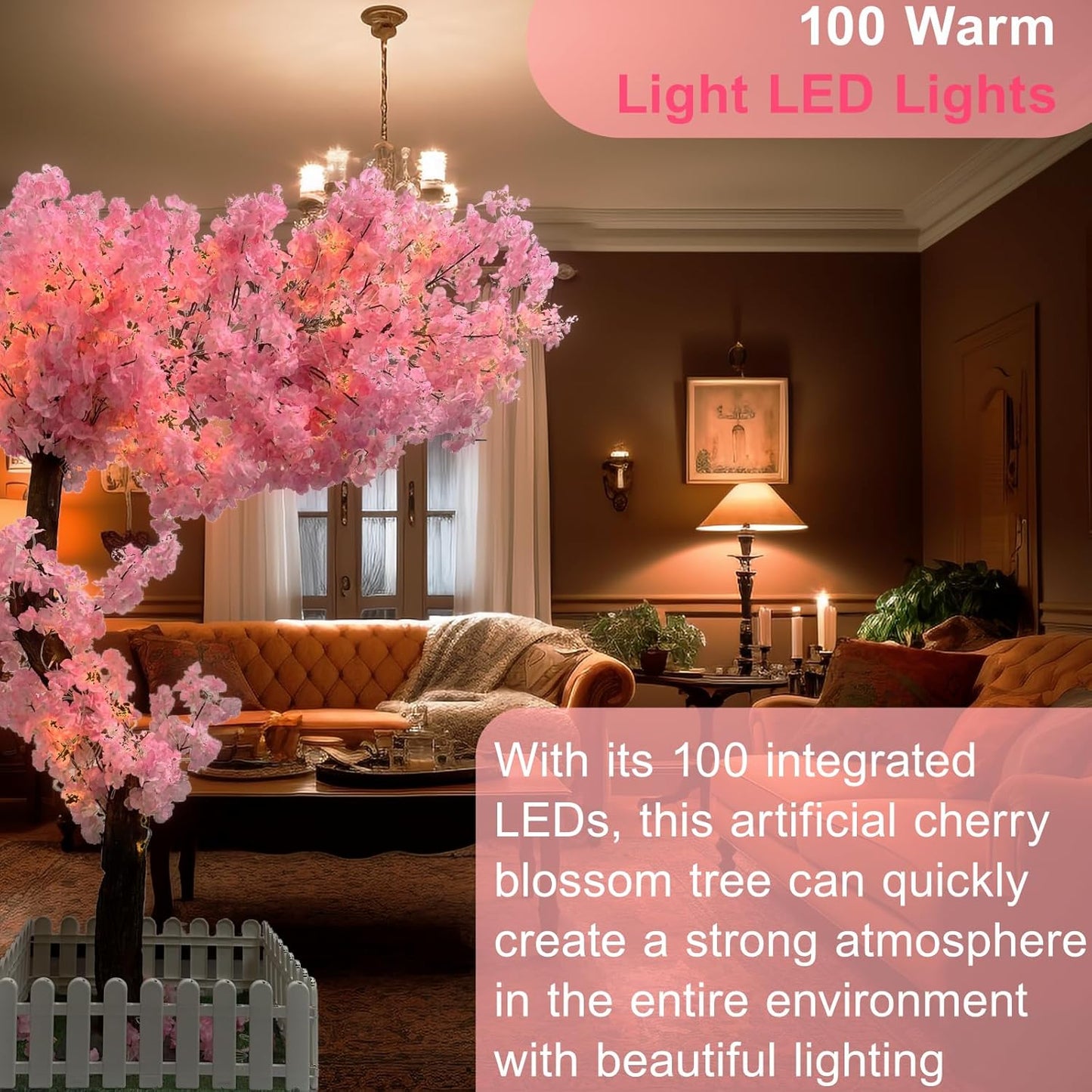 5ft Cherry Blossom Tree Artificial for Wedding ＆ Home Decoration | Free Standing Handmade Fake Japanese Pink Flower Trees with LED Lights, for Indoor Outdoor Party Decor