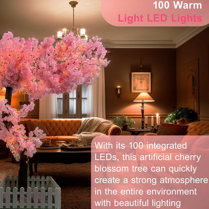 5ft Cherry Blossom Tree Artificial for Wedding ＆ Home Decoration | Free Standing Handmade Fake Japanese Pink Flower Trees with LED Lights, for Indoor Outdoor Party Decor