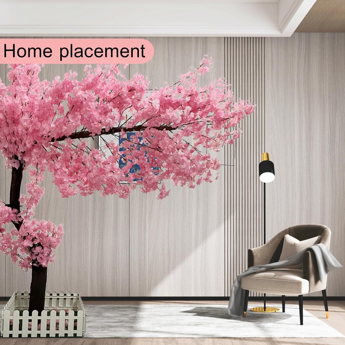 5ft Cherry Blossom Tree Artificial for Wedding ＆ Home Decoration | Free Standing Handmade Fake Japanese Pink Flower Trees with LED Lights, for Indoor Outdoor Party Decor