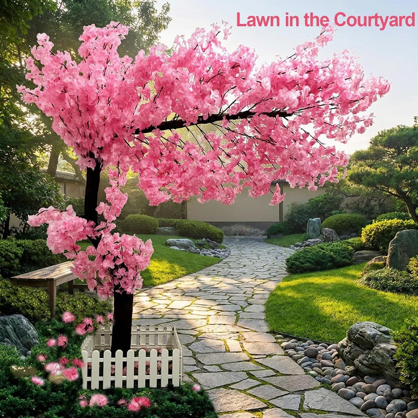5ft Cherry Blossom Tree Artificial for Wedding ＆ Home Decoration | Free Standing Handmade Fake Japanese Pink Flower Trees with LED Lights, for Indoor Outdoor Party Decor