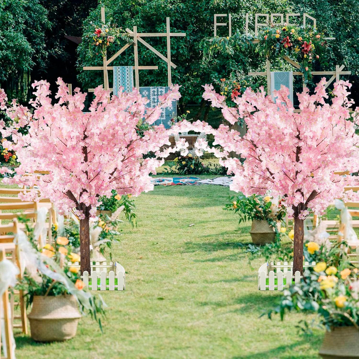 Artificial Cherry Blossom Tree - Handmade Pink Fake Cherry Blossom Tree Centerpieces for Wedding Party Christmas Garden Indoor & Outdoor