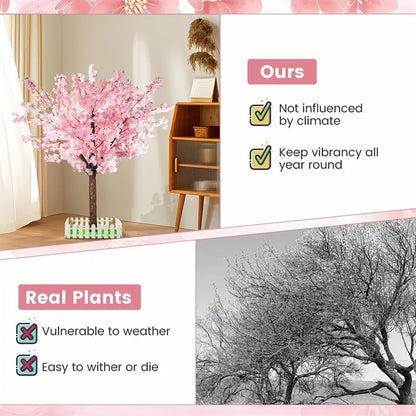 Artificial Cherry Blossom Tree - Handmade Pink Fake Cherry Blossom Tree Centerpieces for Wedding Party Christmas Garden Indoor & Outdoor
