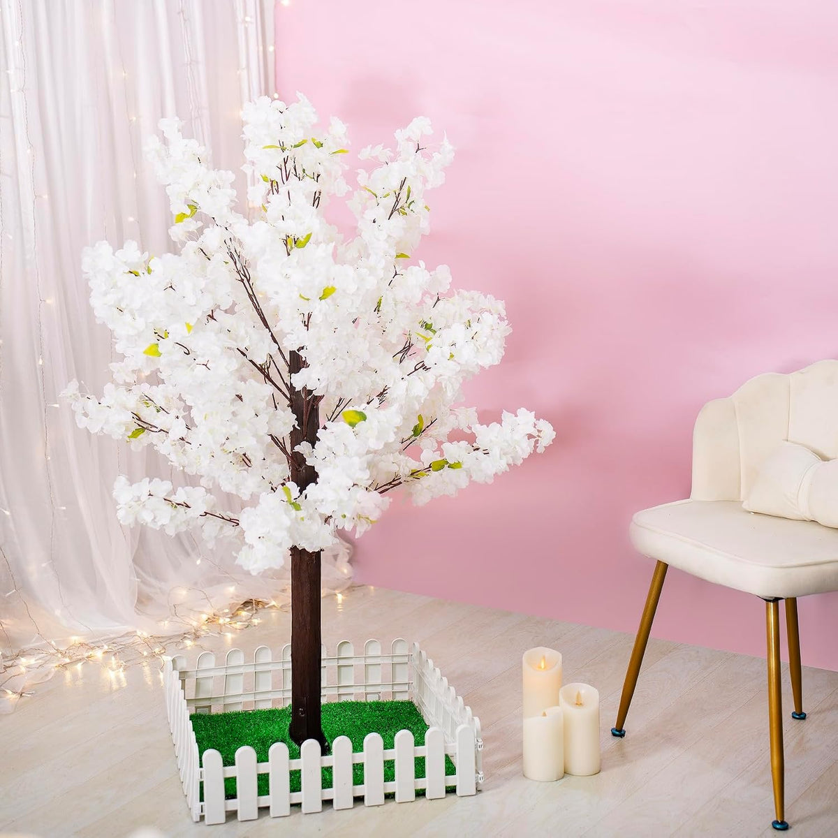 Artificial Cherry Blossom Tree - Handmade Pink Fake Cherry Blossom Tree Centerpieces for Wedding Party Christmas Garden Indoor & Outdoor