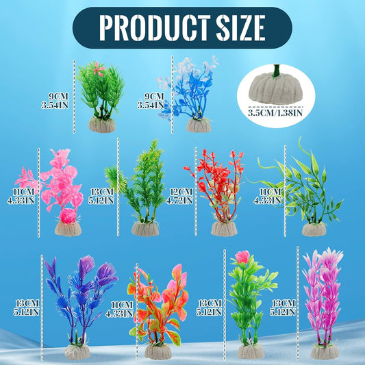 80 Pcs Aquarium Fish Tank Decorations Aquatic Artificial Colorful Fish Tank Accessories Aquarium Plants Small to Large Size Style Lifelike Plants Decor for Household Office DIY
