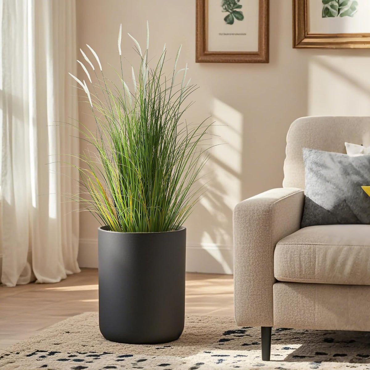 3ft 2-Pack Artificial Cattail Reed Grass, 35in Artificial Fake Onion Plant