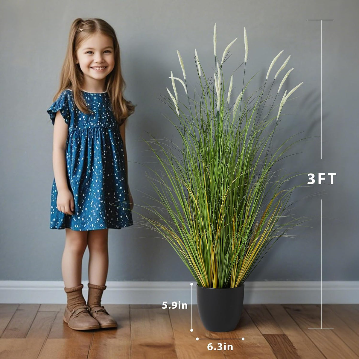 3ft 2-Pack Artificial Cattail Reed Grass, 35in Artificial Fake Onion Plant