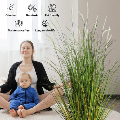 3ft 2-Pack Artificial Cattail Reed Grass, 35in Artificial Fake Onion Plant