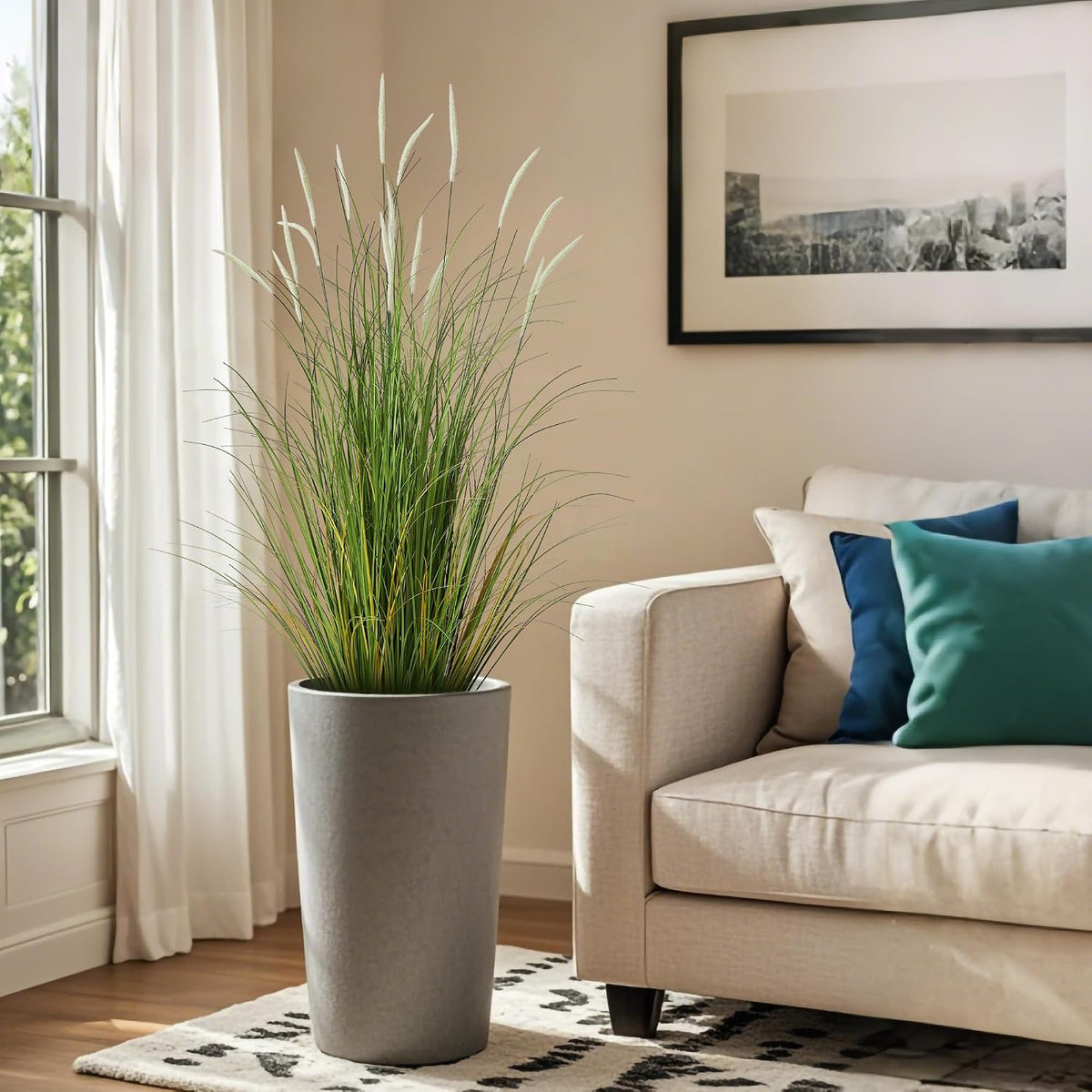 3ft 2-Pack Artificial Cattail Reed Grass, 35in Artificial Fake Onion Plant