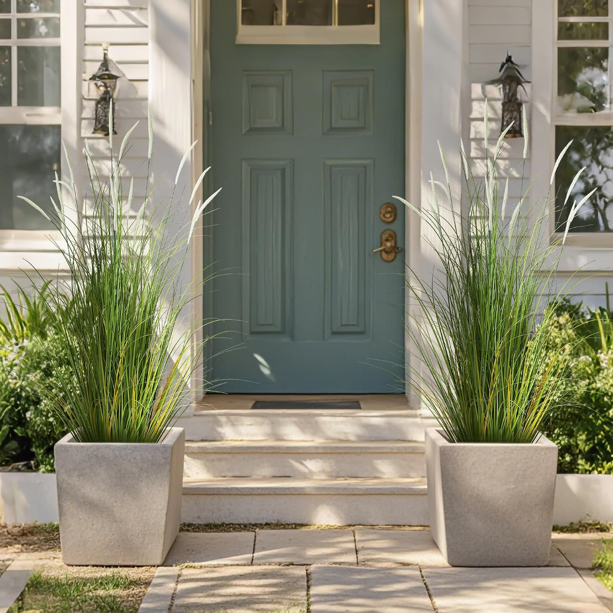 3ft 2-Pack Artificial Cattail Reed Grass, 35in Artificial Fake Onion Plant